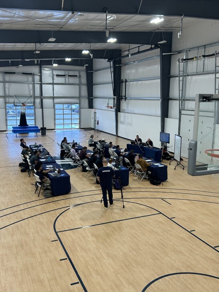 Room of Video Coordinators at ShotTracker Headquarters.
